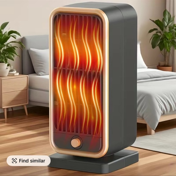 Other - Modern Tabletop Heater in Dark Gray with Gold Accents